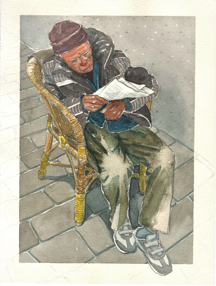 old man in china watercolor alisa duda