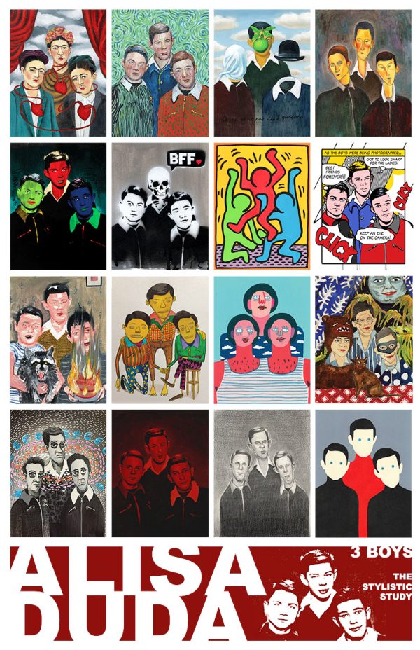 Poster 3 Boys in 16 Different Artists Styles