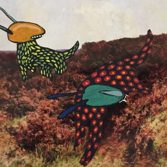 two dogs acrylics on print alisa duda