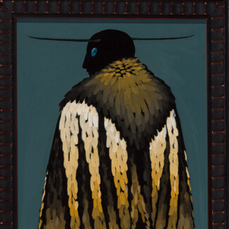 mothman 2023 acrylic gouache on board 5.5x12