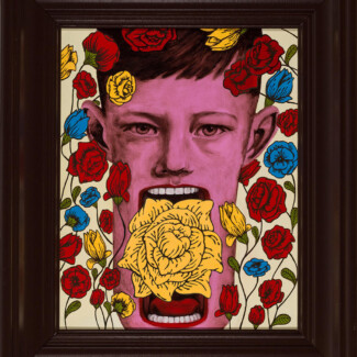 y o, monty python flowers, 2023, acrylic gouache oil, 11x14