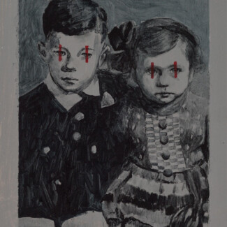 y o, picture day 2020, oil on paper 4.5x6