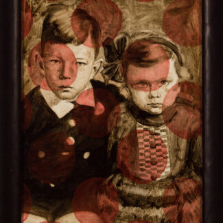 y o polkadots 2022, oil on board, 6.5x8.5