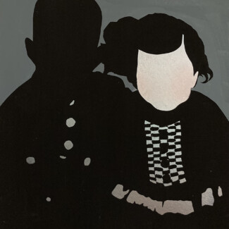 8.5x10.5” Acrylics, “Blackest Black” and color changing Metallic Spray paint on Board ‘24 y&o forgotten memory 24