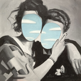 a love story 7x7 oil on board 2026